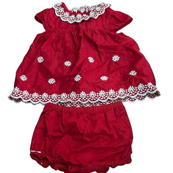Janie and Jack Red Baby Dress with Bloomers - Picture 1 of 6